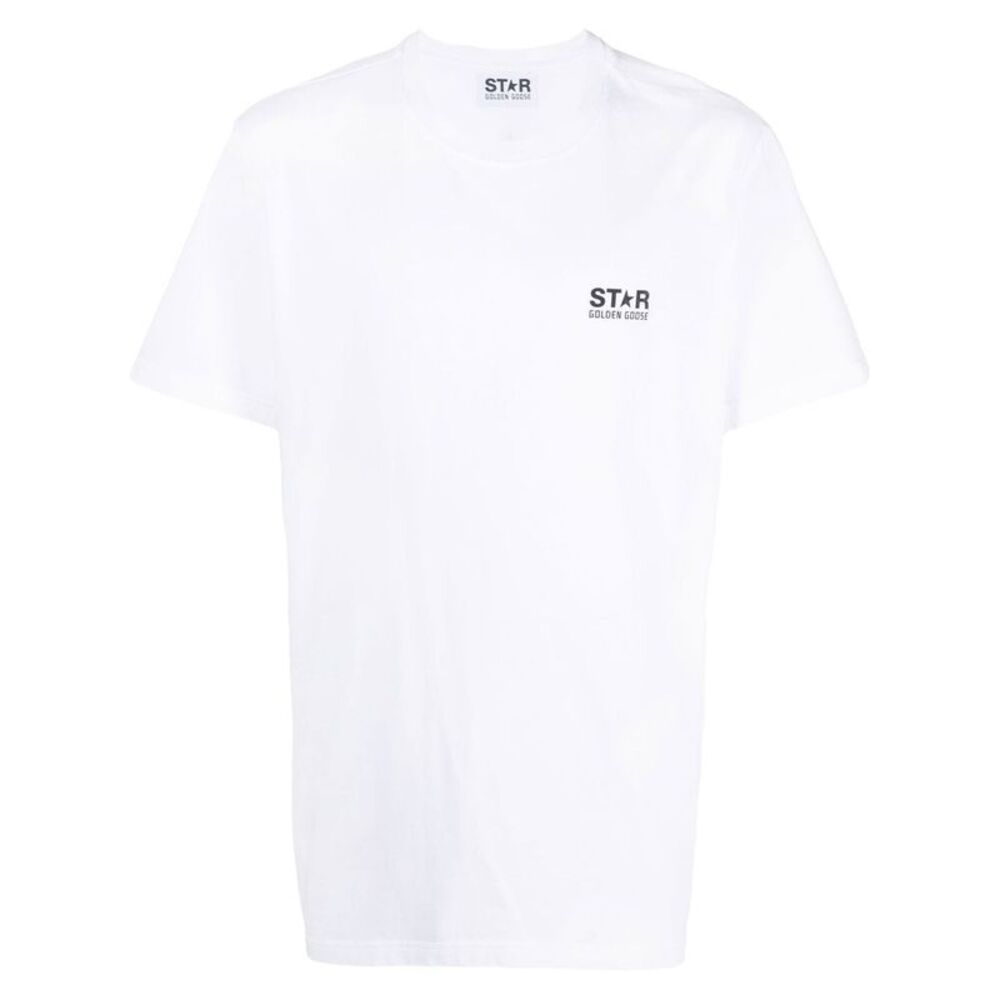 Golden Goose Men Star Collection T-Shirt With Contrasting Logo And Star